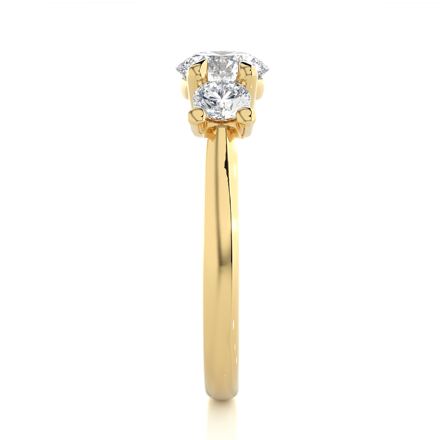 Classic Basket Set Diamond Three Stone Engagement Ring