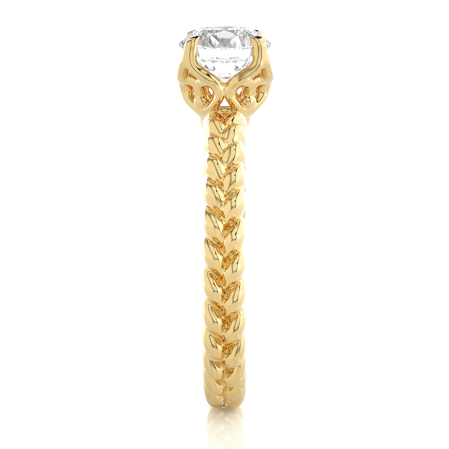 Vintage Heart Band Vermeil Moissanite Lab Diamond Ring