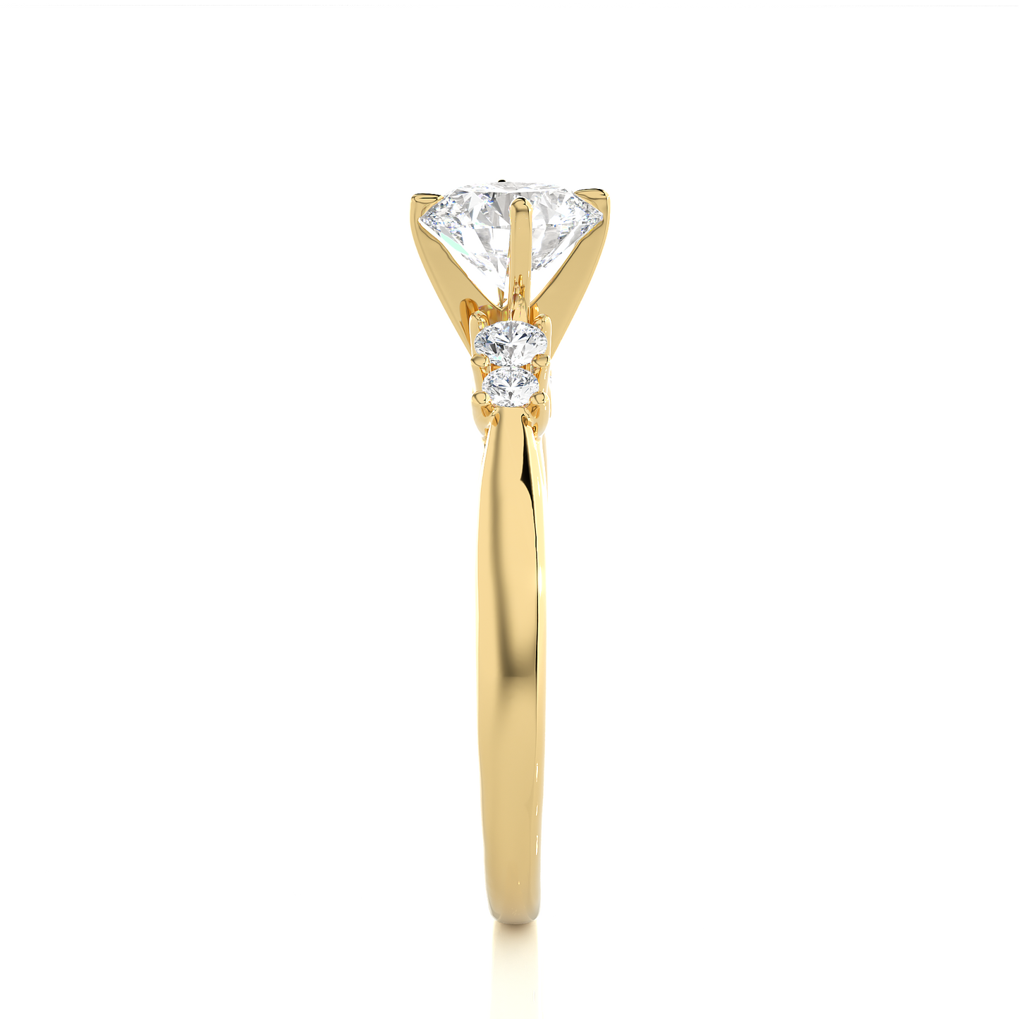 Three Stone Moissanite Lab Diamond Vermeil Ring