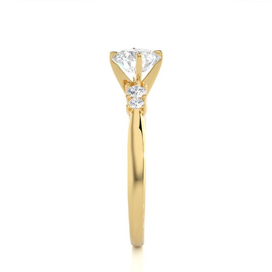 Three Stone Moissanite Lab Diamond Vermeil Ring