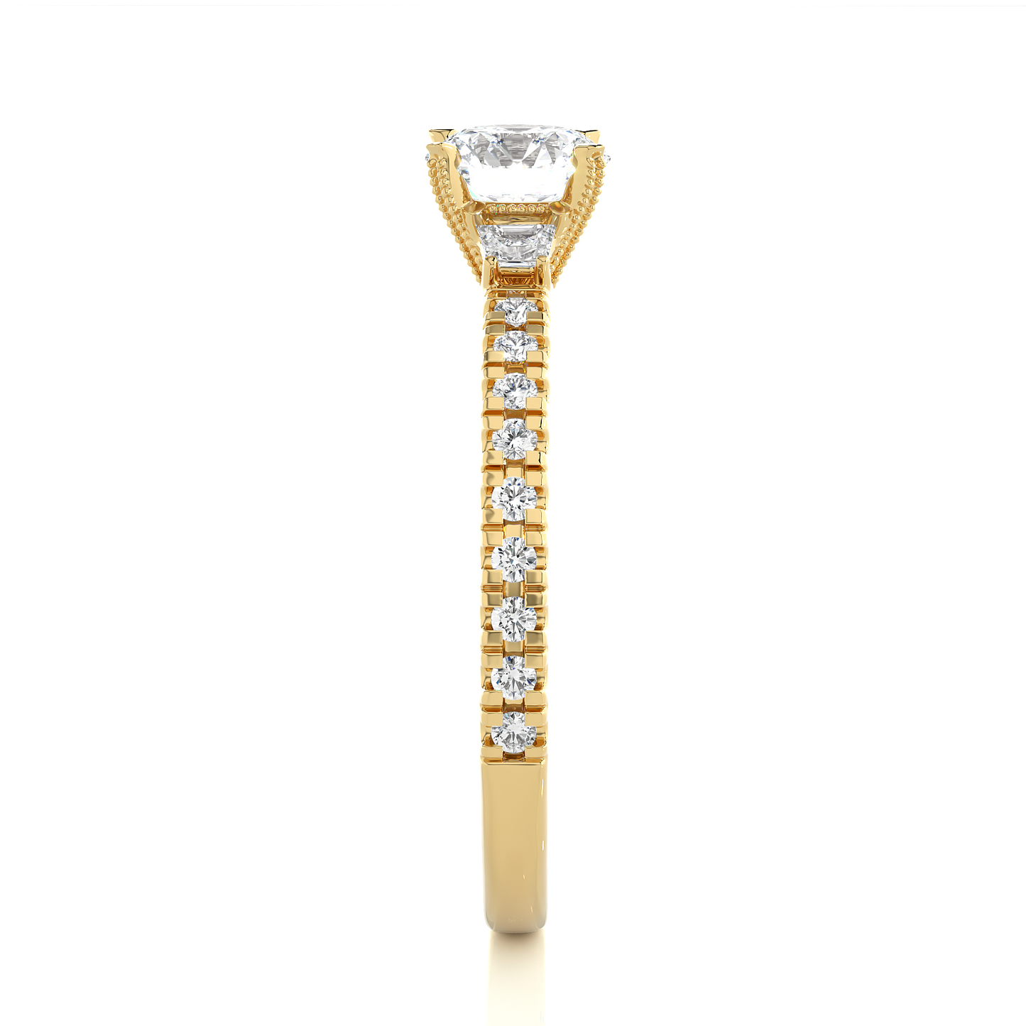 Three Stone Lab Grown Diamond Pavé Engagement Ring
