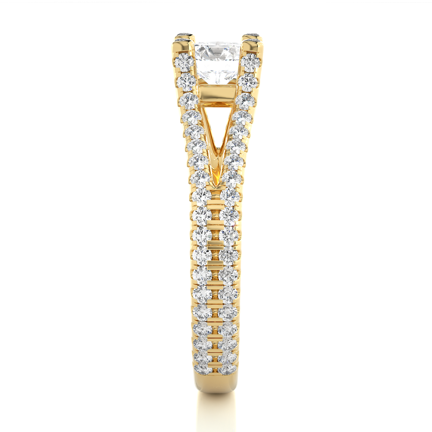 Elegant Split Shank Moissanite Lab Diamond Vermeil Ring