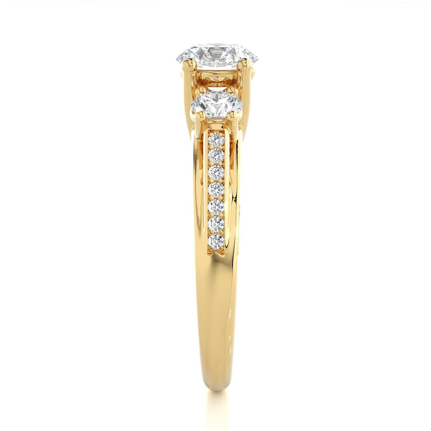 Three Stone Round Diamond Engagement Ring