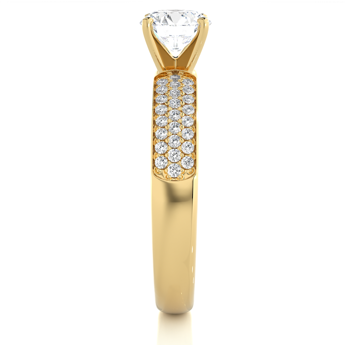 Lab Diamond Moissanite Round Solitaire Pave Engagement Ring