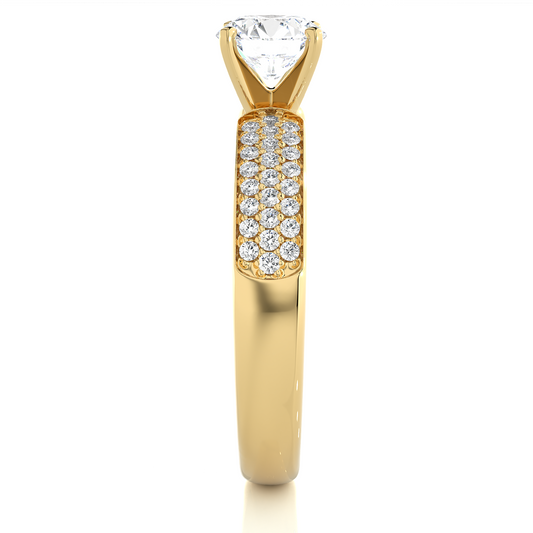 Lab Diamond Moissanite Round Solitaire Pave Engagement Ring