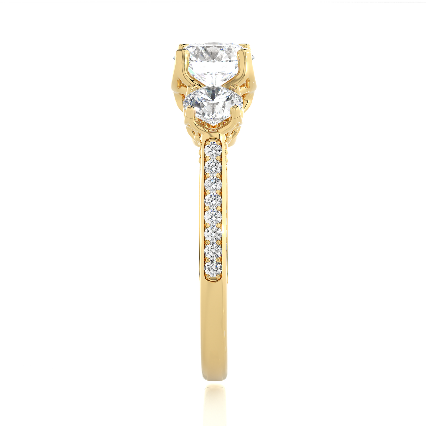 Lab Grown / Moissanite Diamond Three Stone Engagement Ring