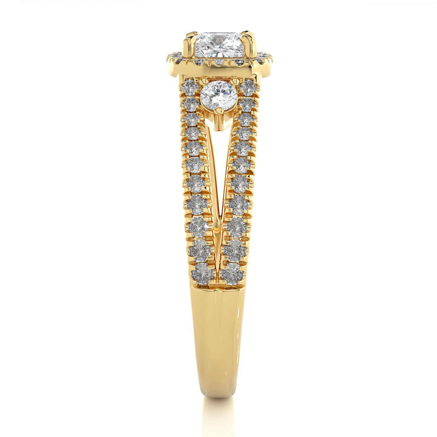 Cushion Lab Diamond Three Stone Engagement Ring