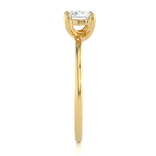Minimal Vermeil Solitaire Moissanite Lab Diamond Ring