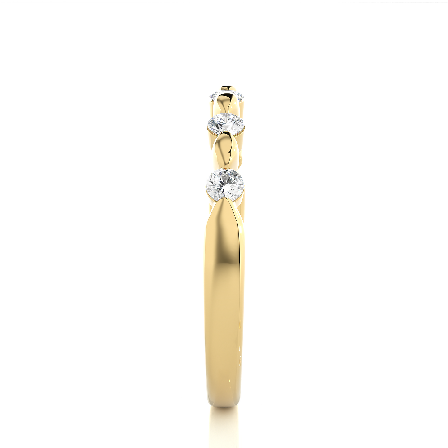 Unique Curved Moissanite Lab Diamond Vermeil Wedding Ring