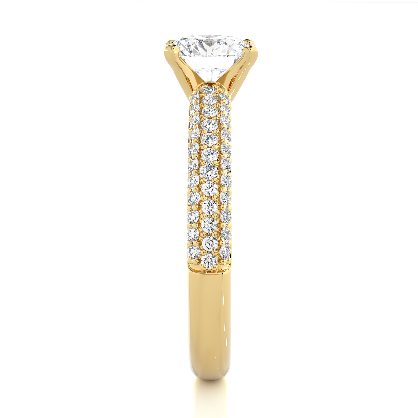 Round Moissanite Diamond Triple Pavé Luxury Engagement Ring