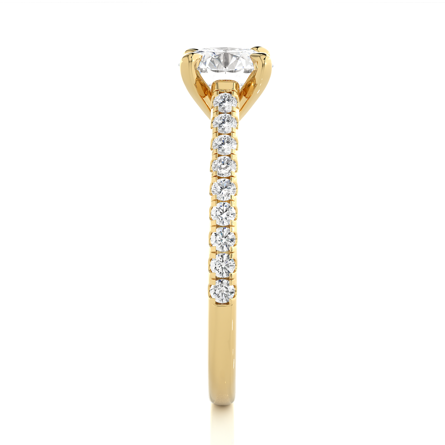 Vermeil Round Moissanite Diamond Pavé Solitaire Luxury Engagement Ring
