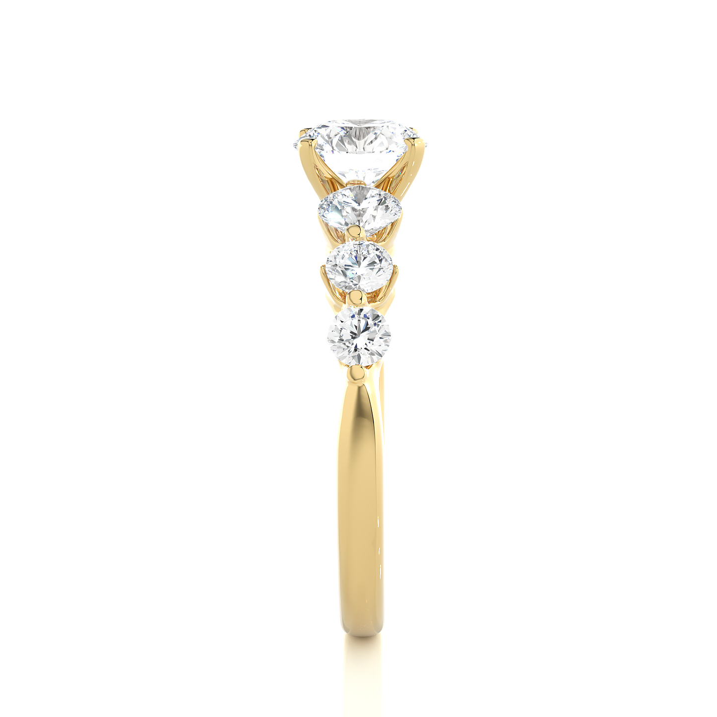 Vermeil Round Moissanite Diamond Five Stone Ring