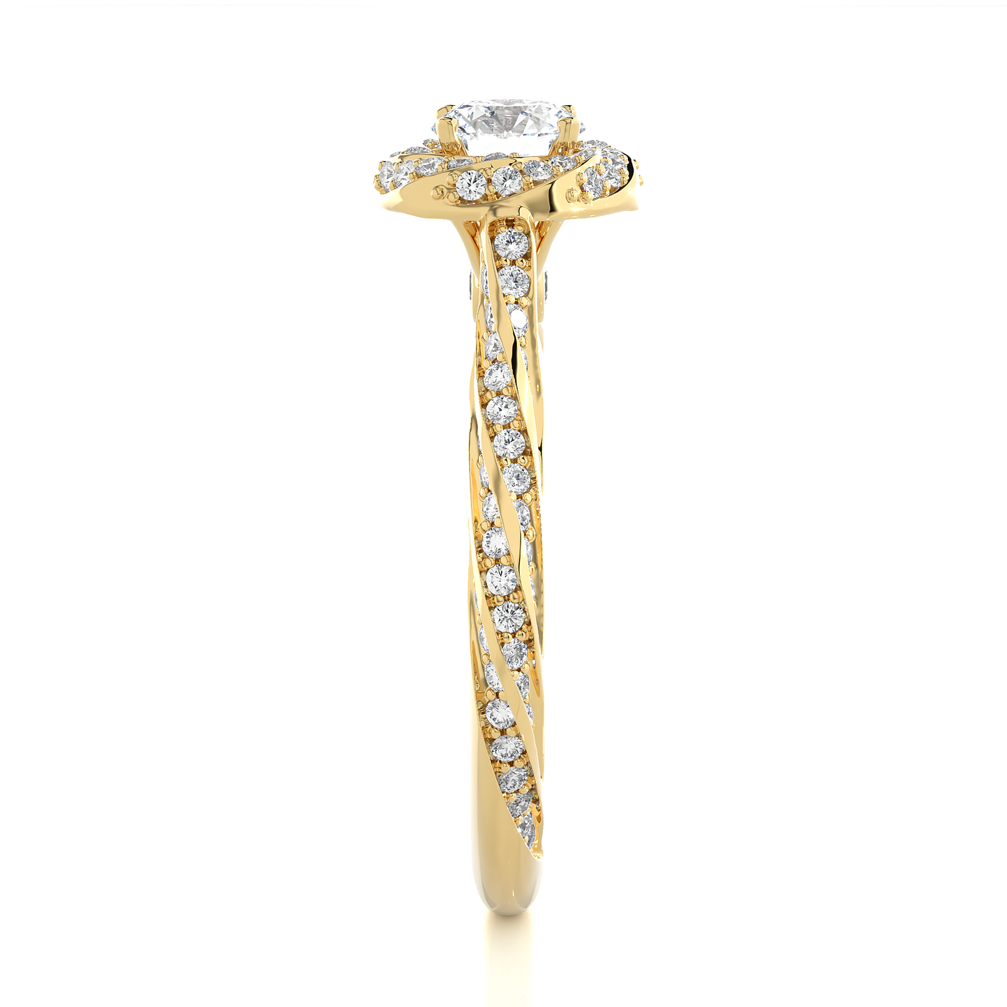 Twisted Halo Moissanite Lab Diamond Vermeil Ring