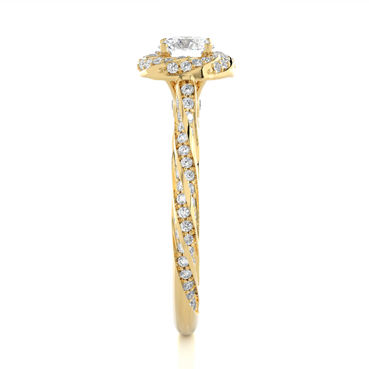 Twisted Halo Moissanite Lab Diamond Vermeil Ring