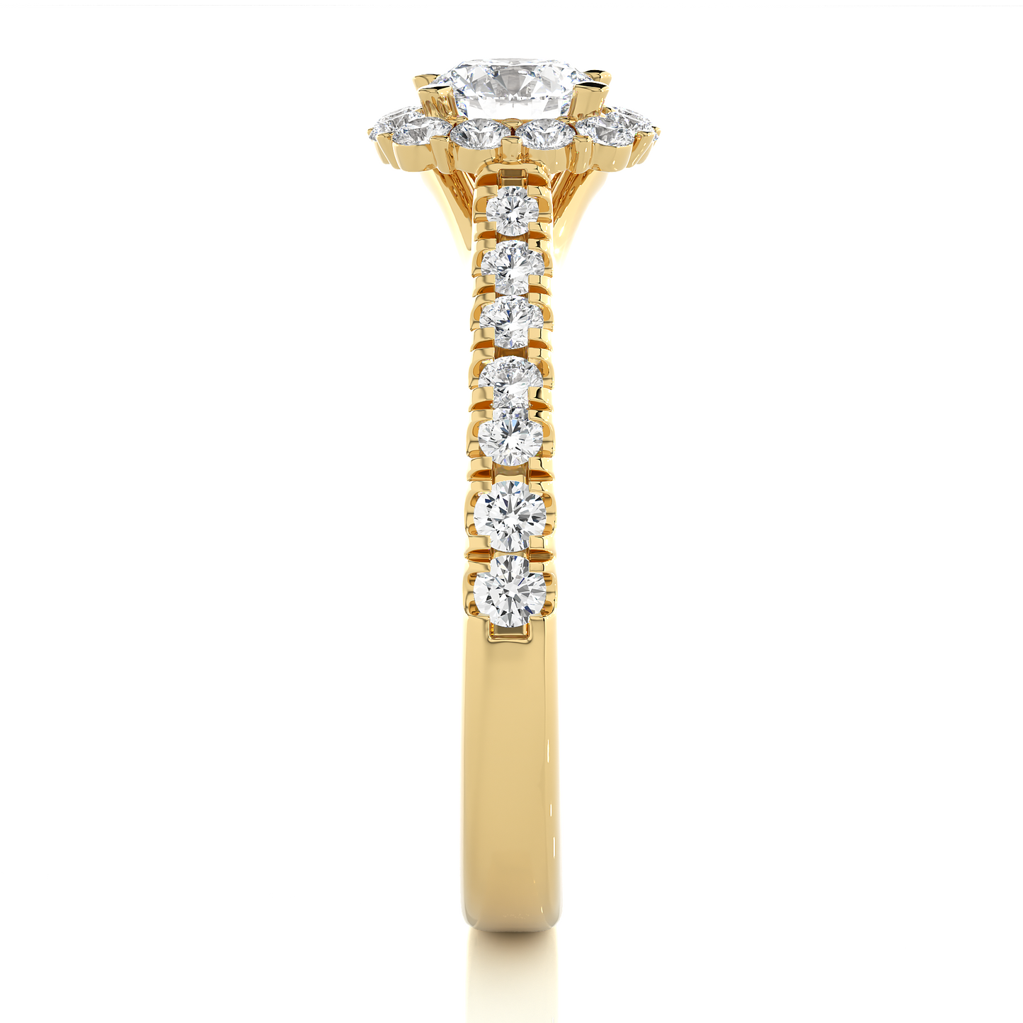 Round Halo Moissanite Lab Diamond Vermeil Engagement Ring