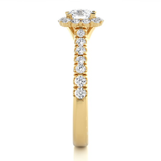 Round Halo Moissanite Lab Diamond Vermeil Engagement Ring