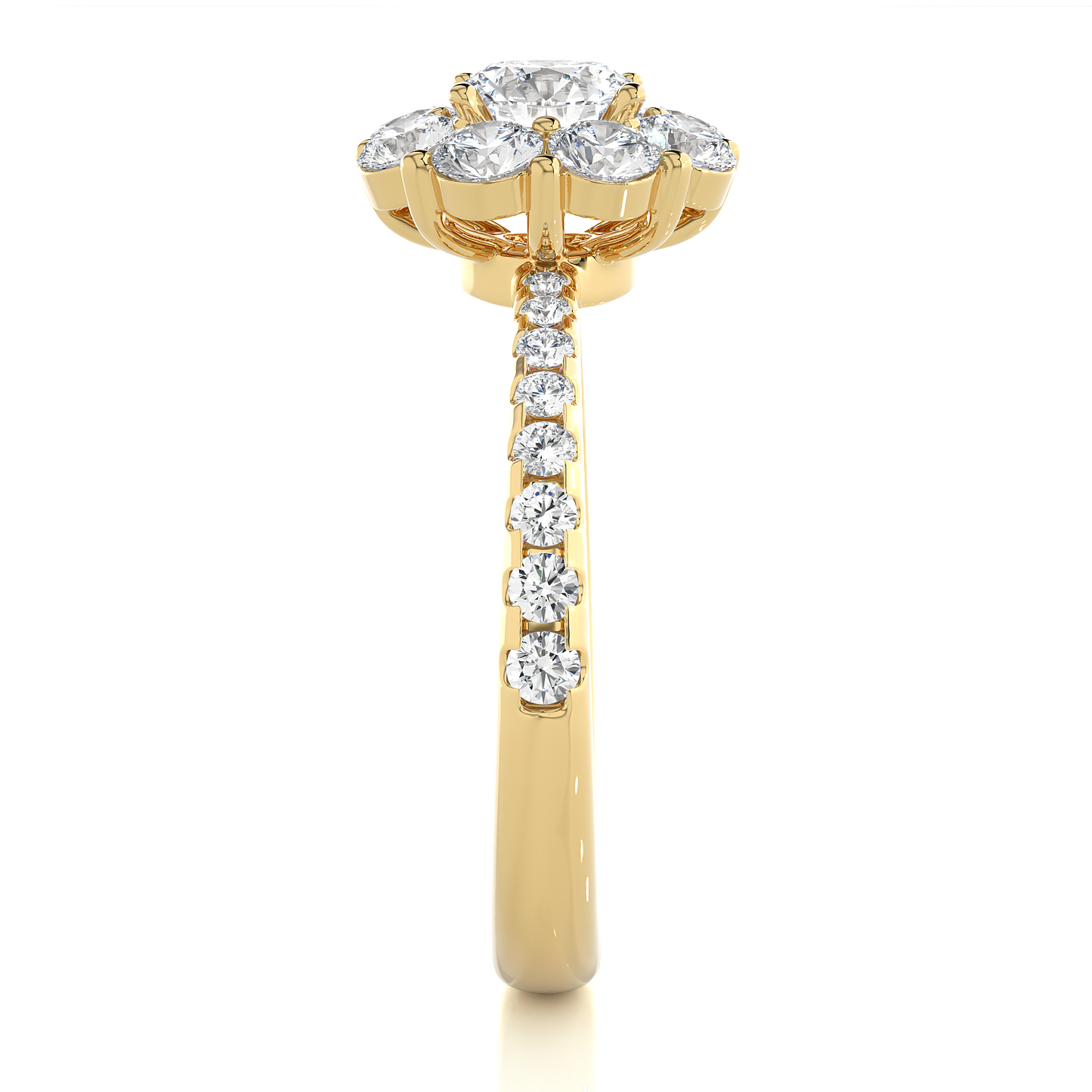 Floral Cluster Moissanite Lab Diamond Vermeil Ring