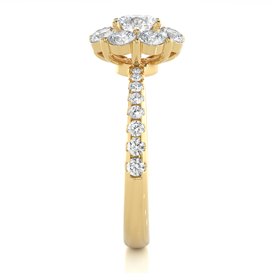 Floral Cluster Moissanite Lab Diamond Vermeil Ring