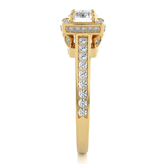 Cushion Halo Moissanite Lab Diamond Vermeil Ring