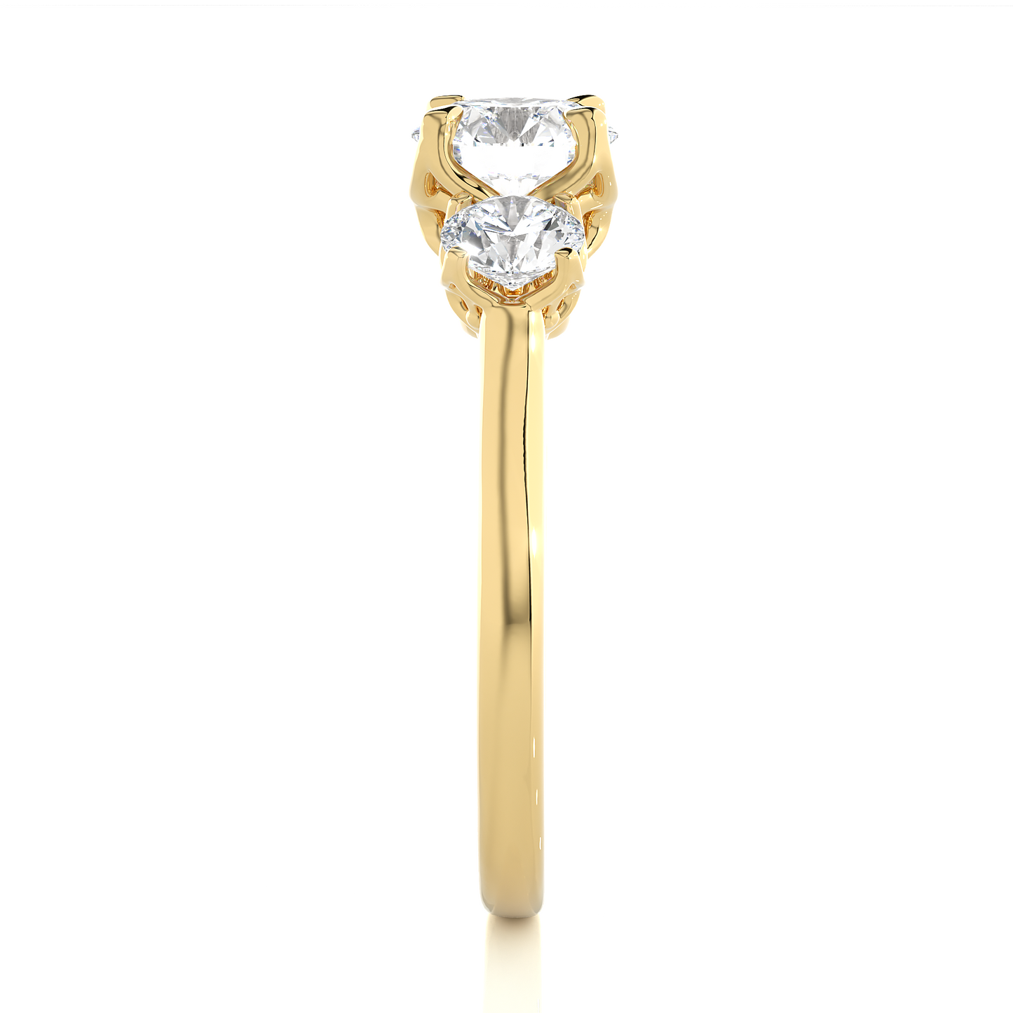 Round Diamond Three Stone Engagement Ring