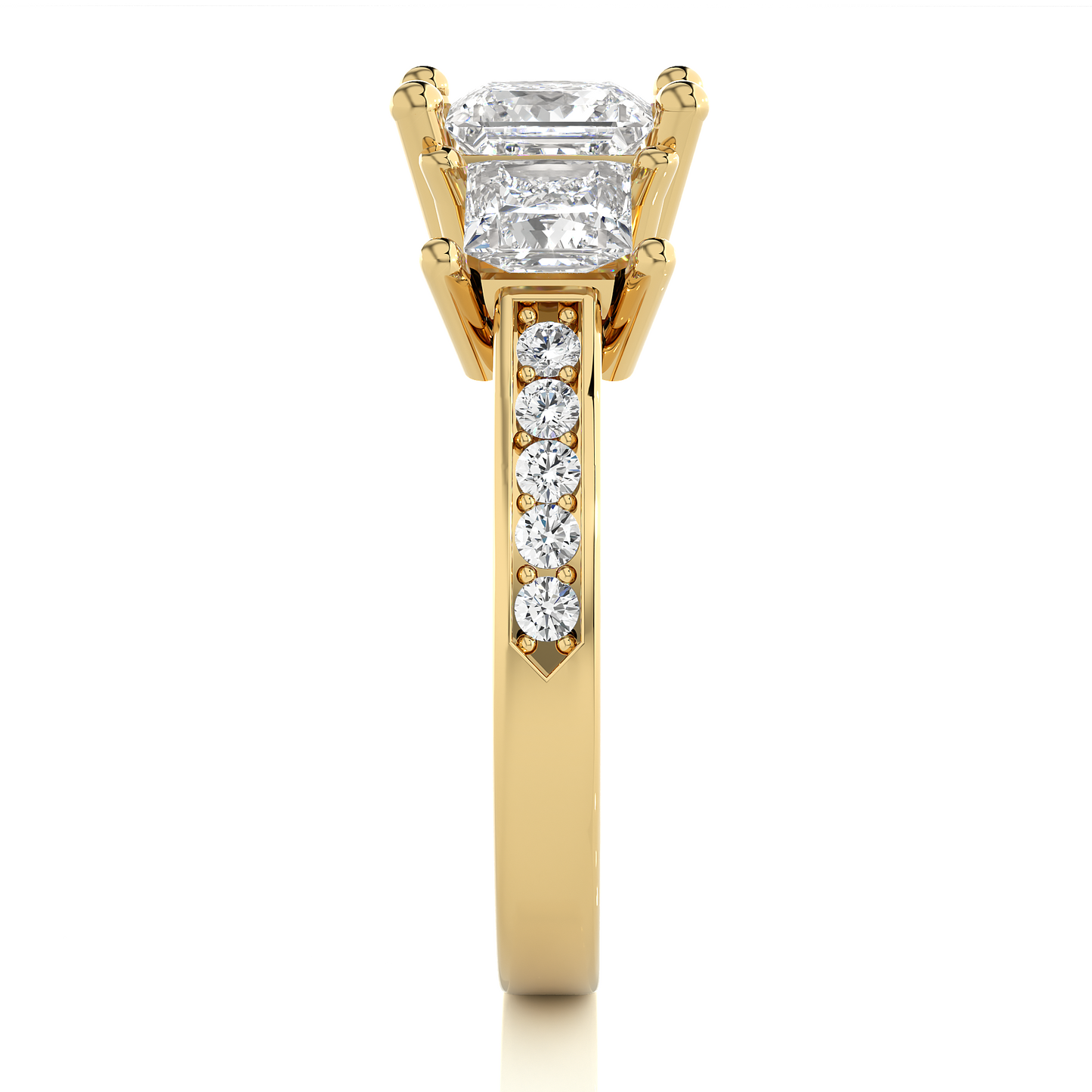 Three Stone Princess Lab Grown Diamond Engagement Ring