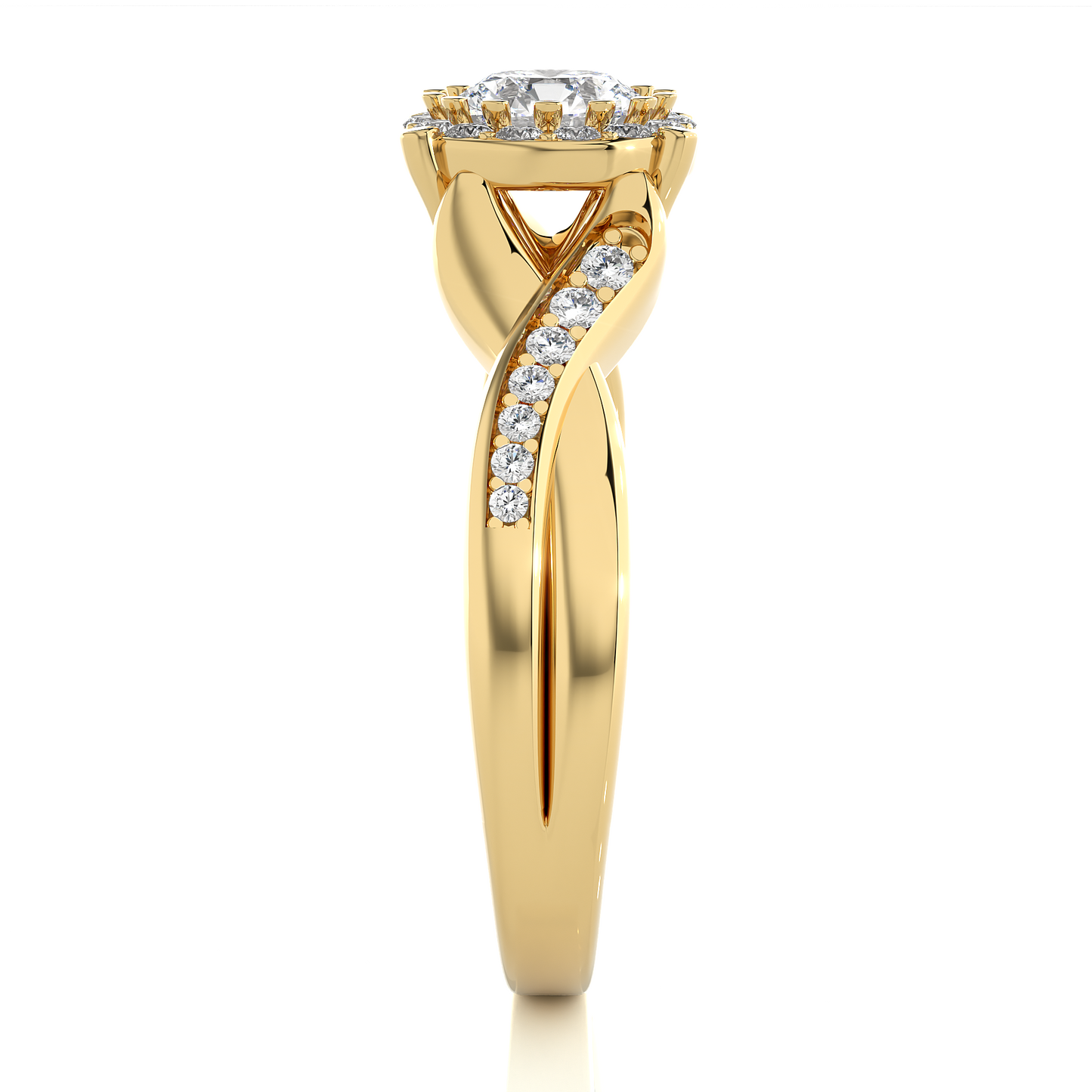 Vermeil Round Moissanite / Lab Grown Diamond Twisted Band Ring