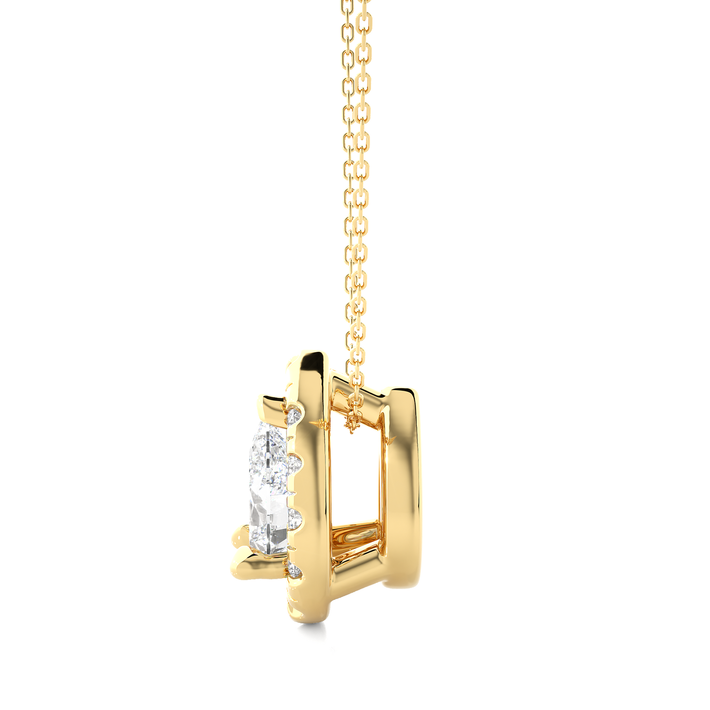 Pear Cut Lab Diamond Halo Pendant Necklace