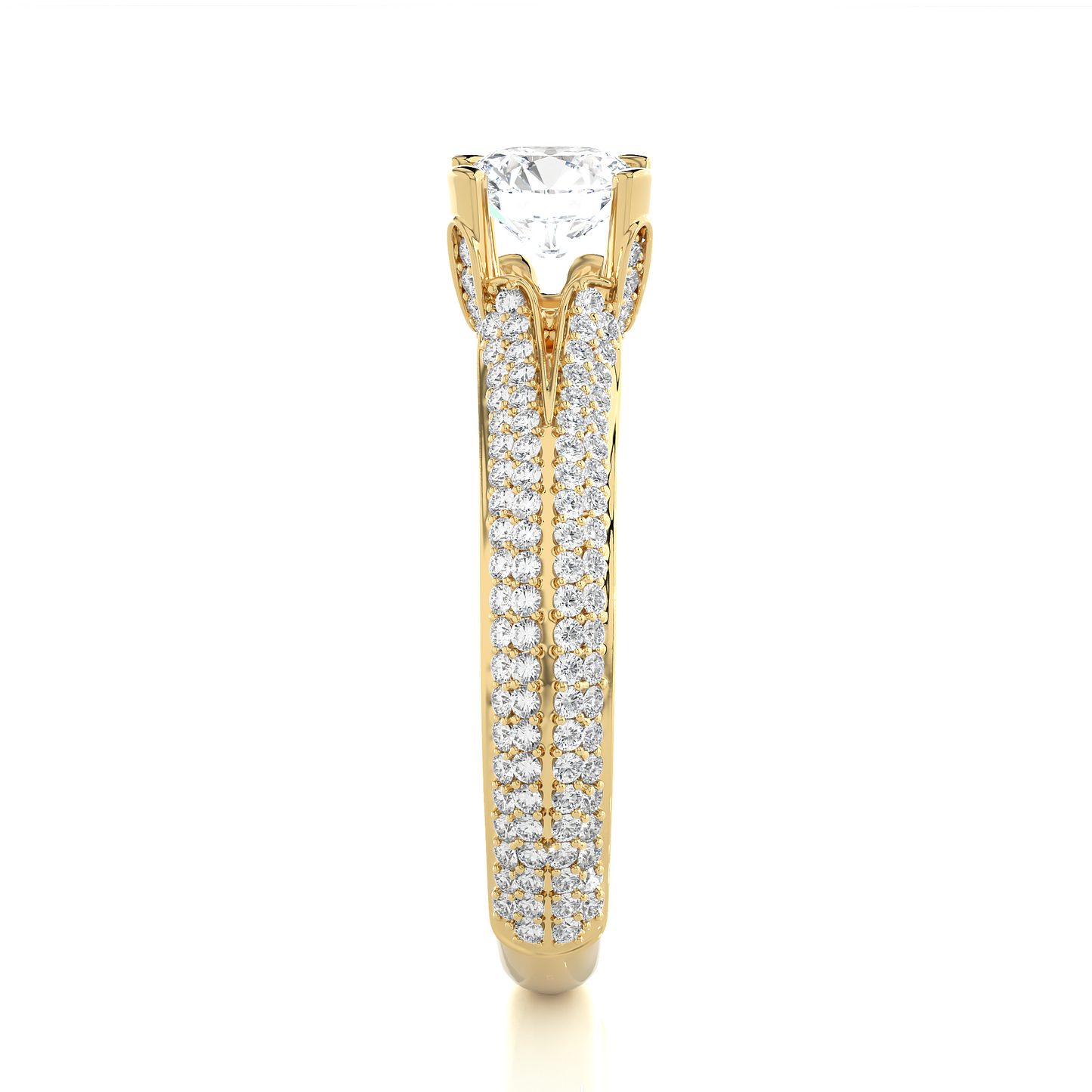 Double Pavé Split Shank Moissanite Diamond Vermeil Ring