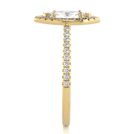 Marquise Halo Moissanite Lab Diamond Vermeil Ring