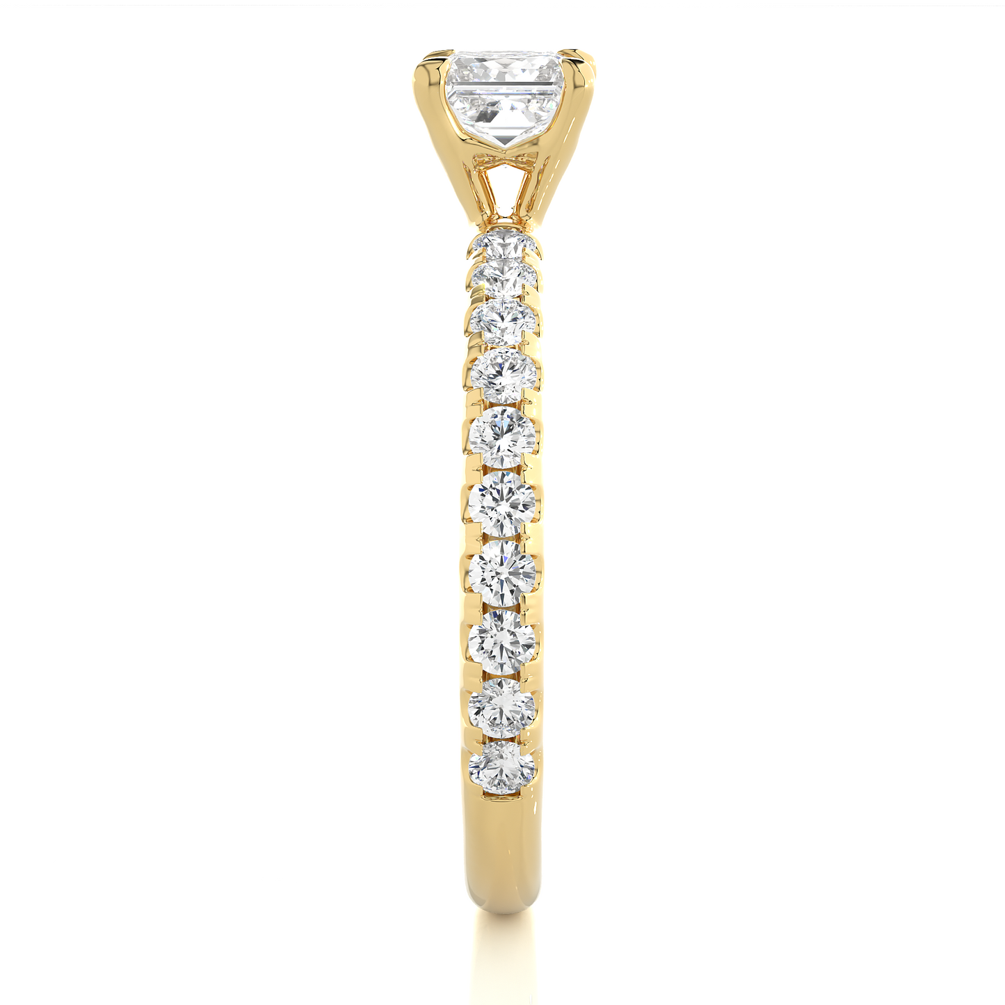 Princess Cut Lab & Moissanite Diamond Pavé Engagement Ring