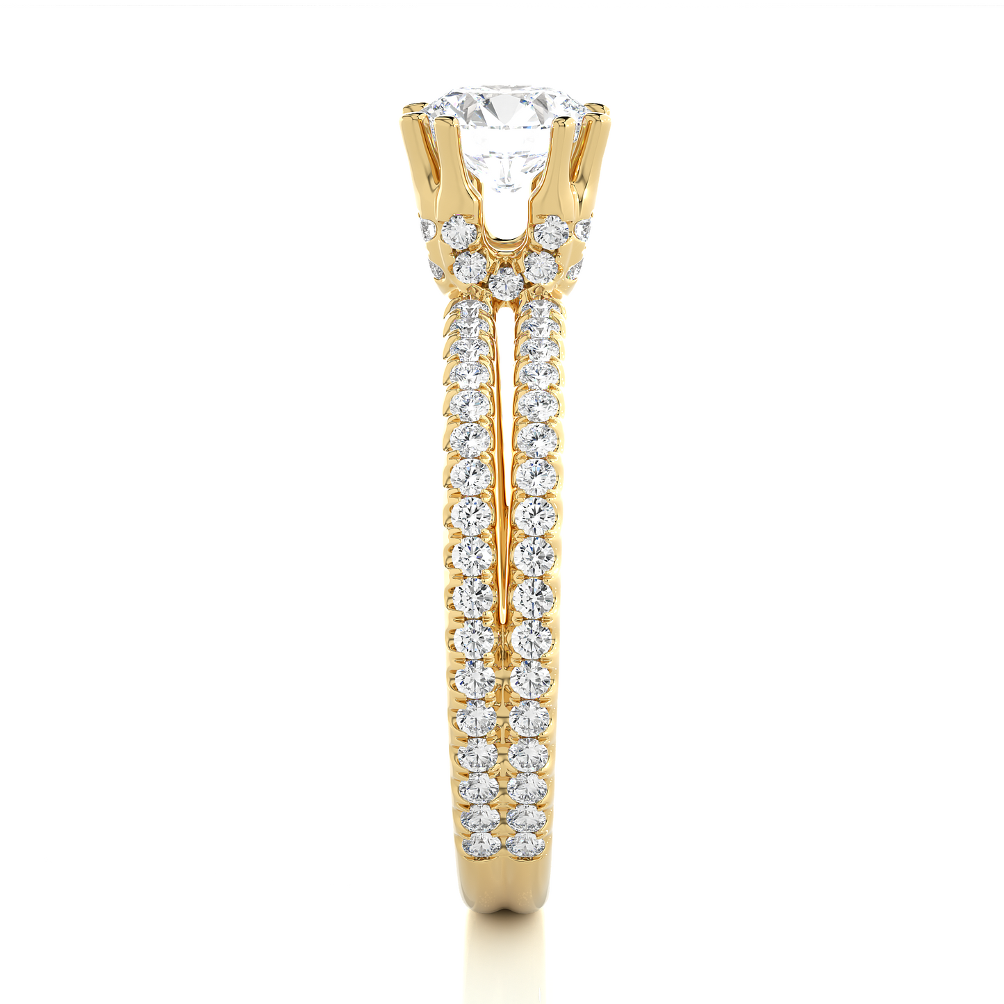 Twin Band Pavé Moissanite Lab Diamond Vermeil Ring
