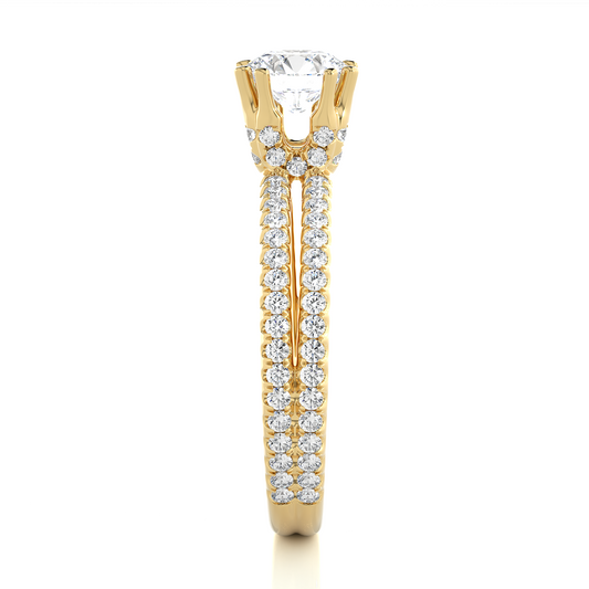 Twin Band Pavé Moissanite Lab Diamond Vermeil Ring
