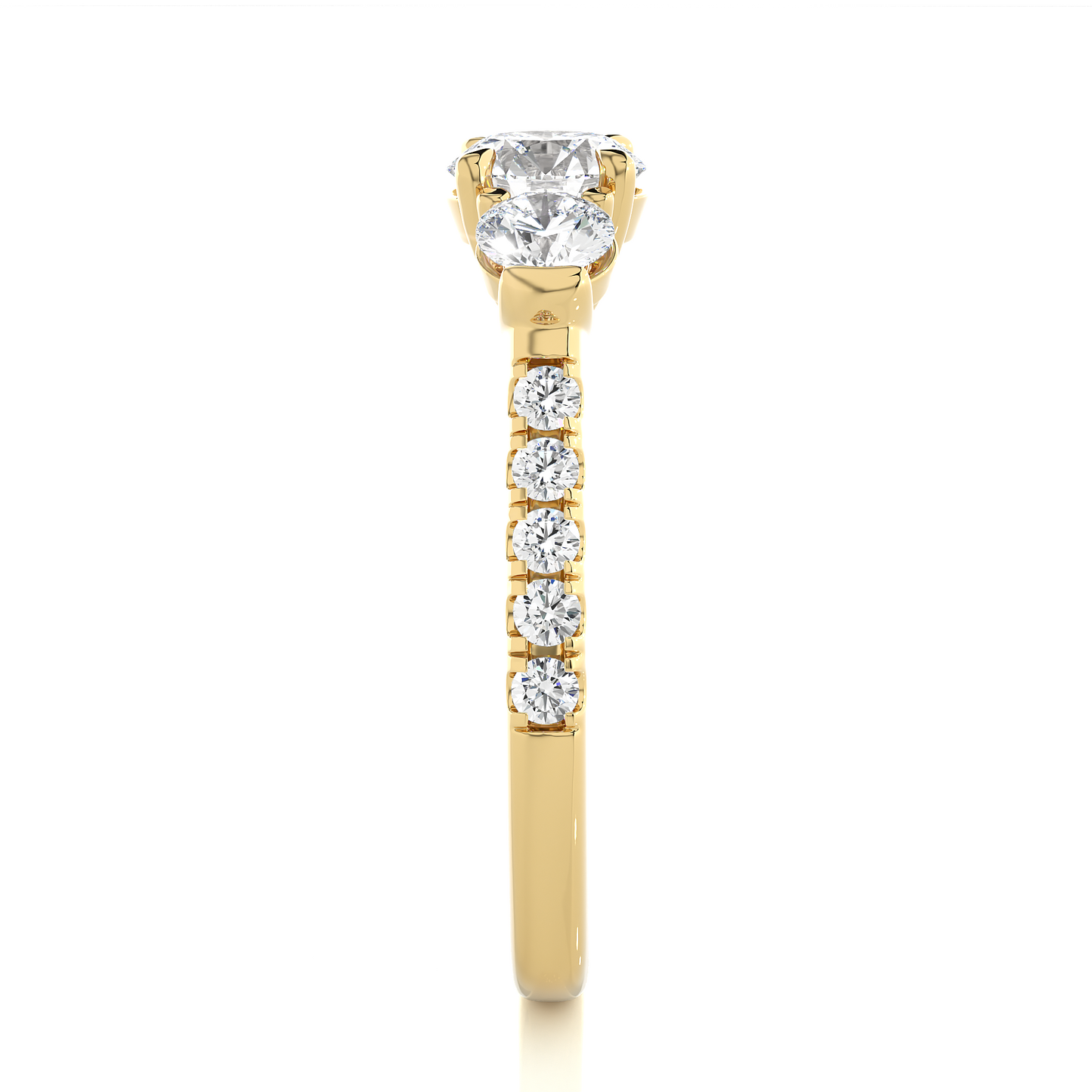 Round Lab Diamond Three Stone Engagement RIng