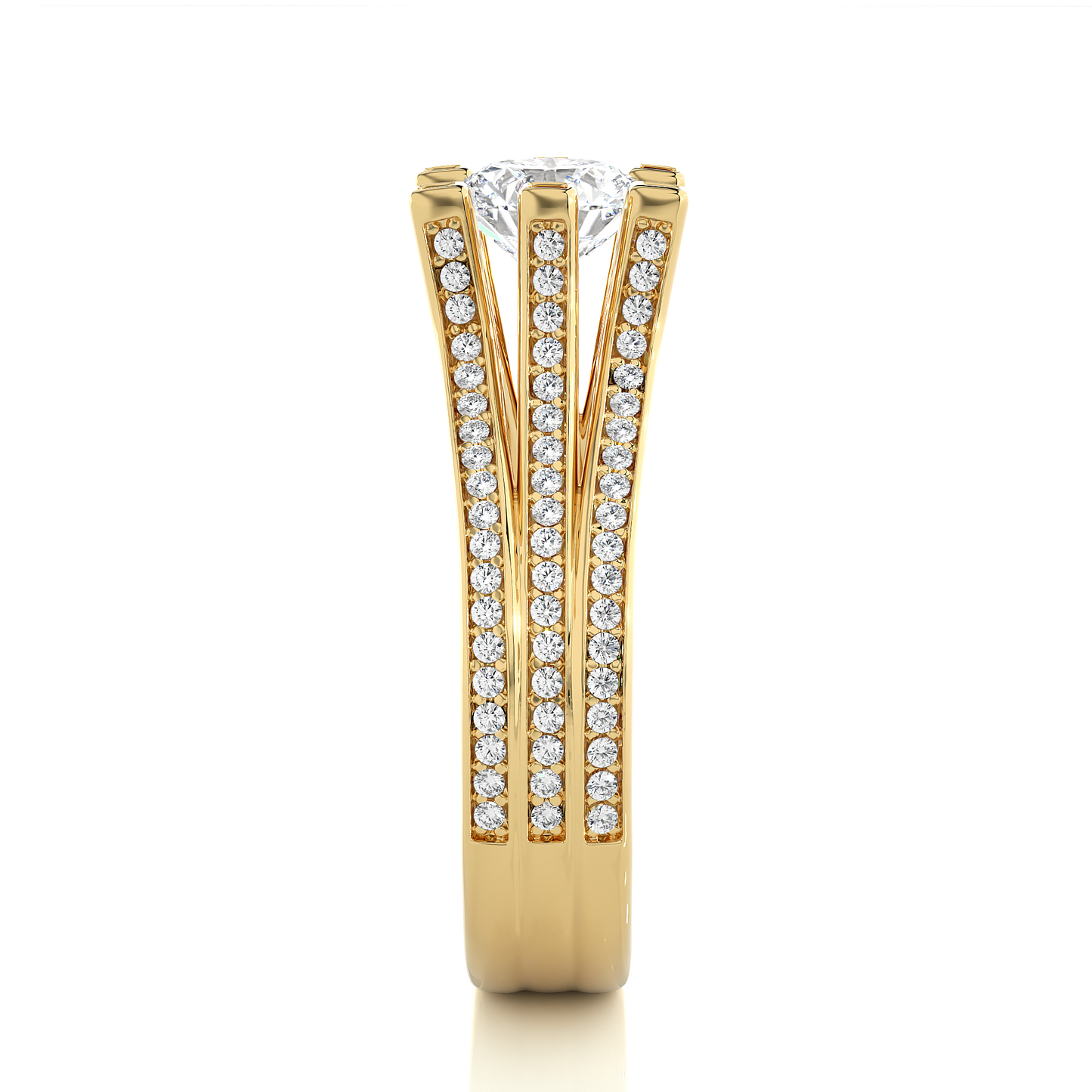 Bold Multi Row Moissanite Lab Diamond Vermeil Statement Ring