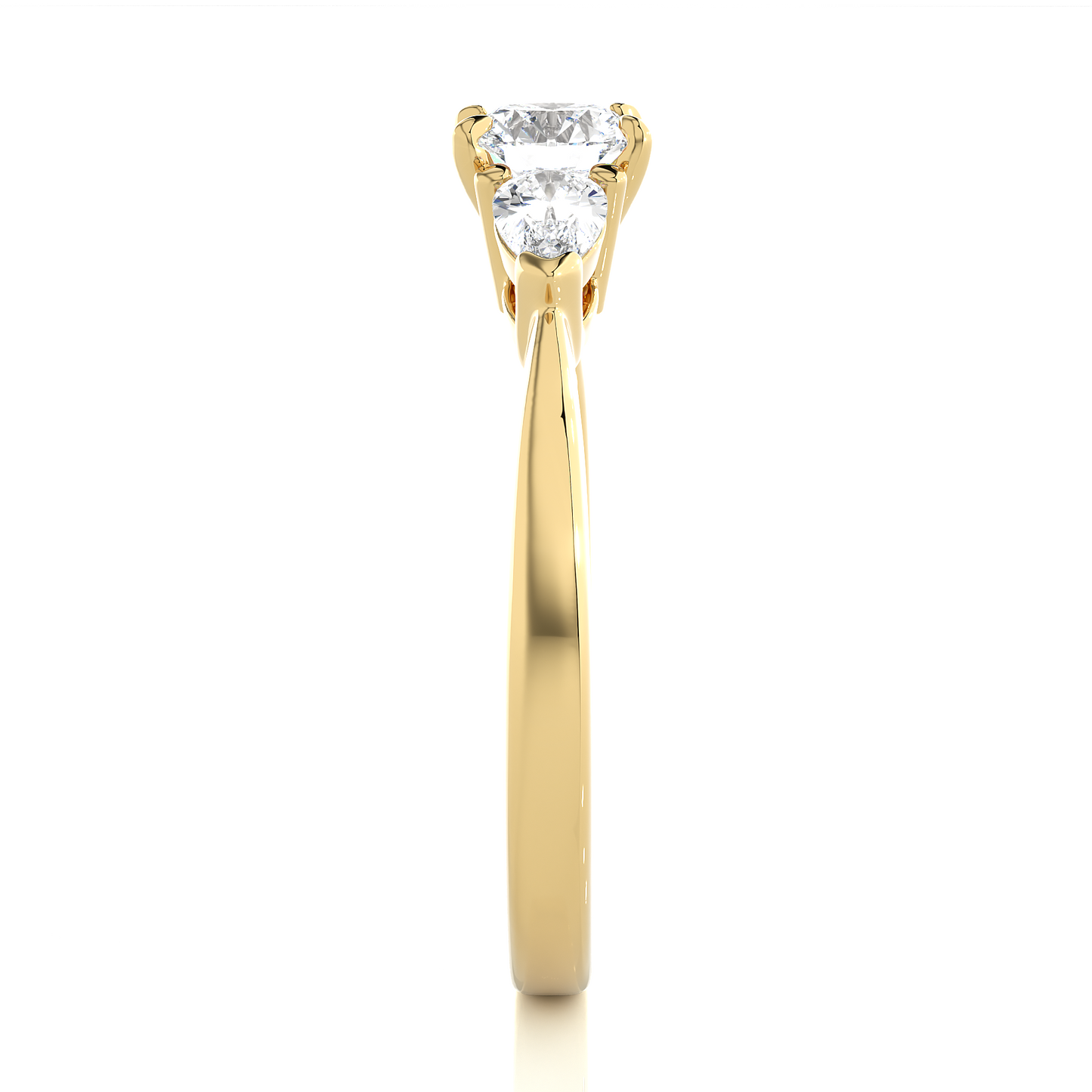 Three Stone Round Lab & Moissanite Diamond Engagement Ring With Pear Side Stones