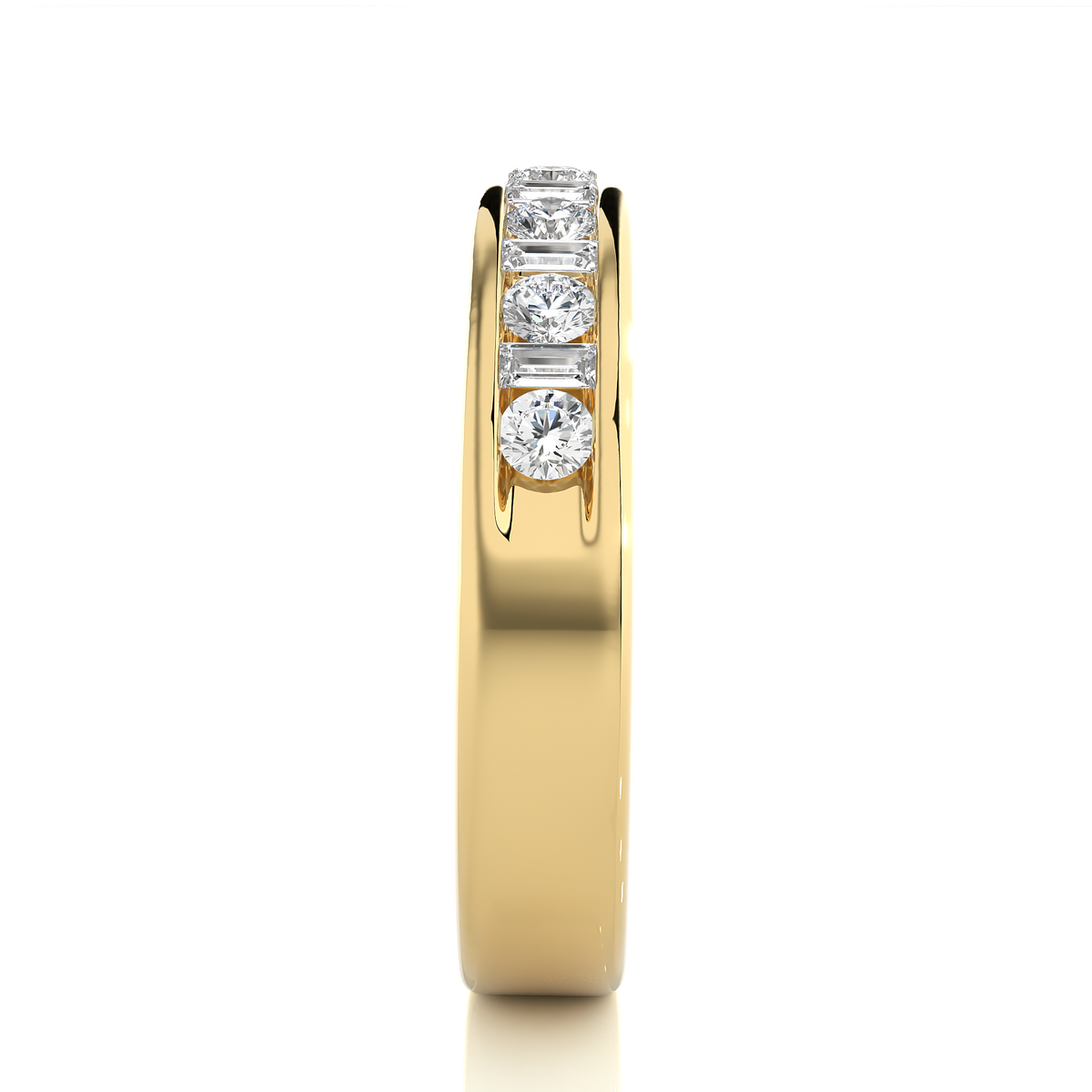 Baguette Round Diamond Moissanite Vermeil Wedding Band Ring