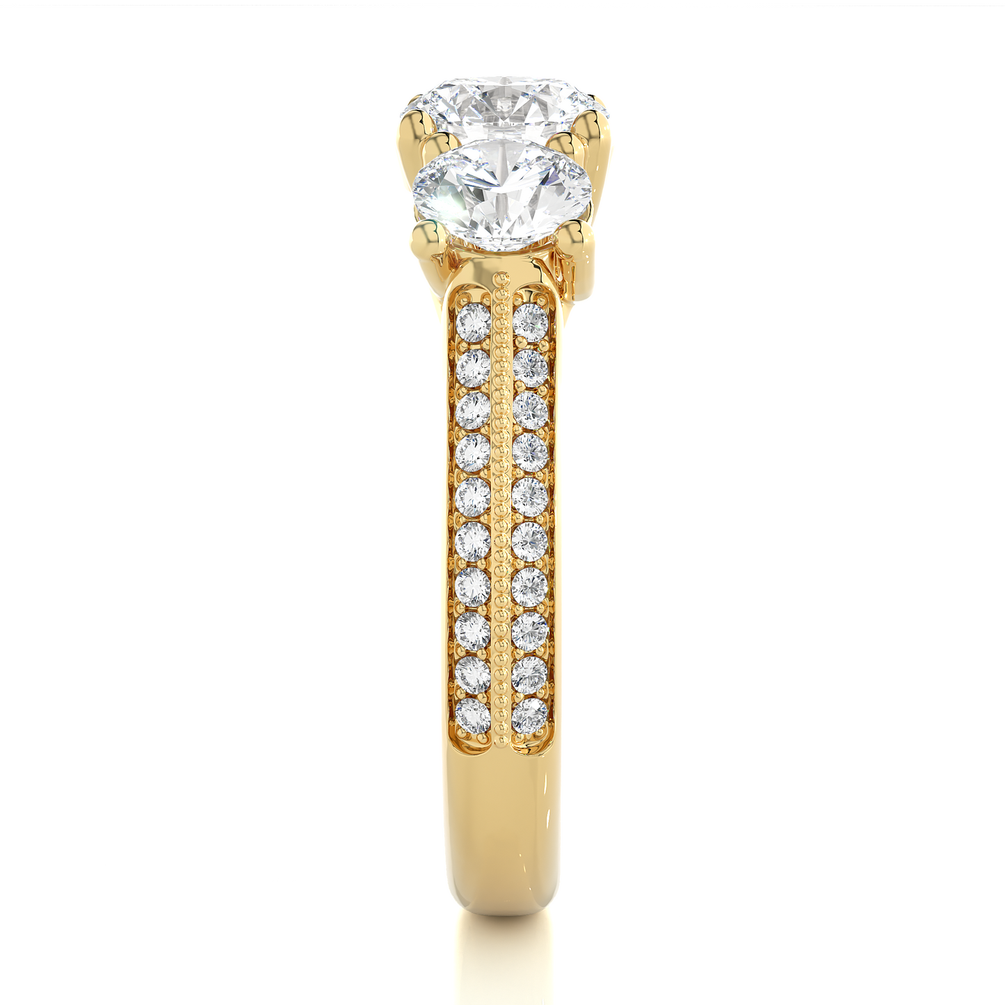 Round Three Stone Lab Grown / Moissanite Diamond Ring