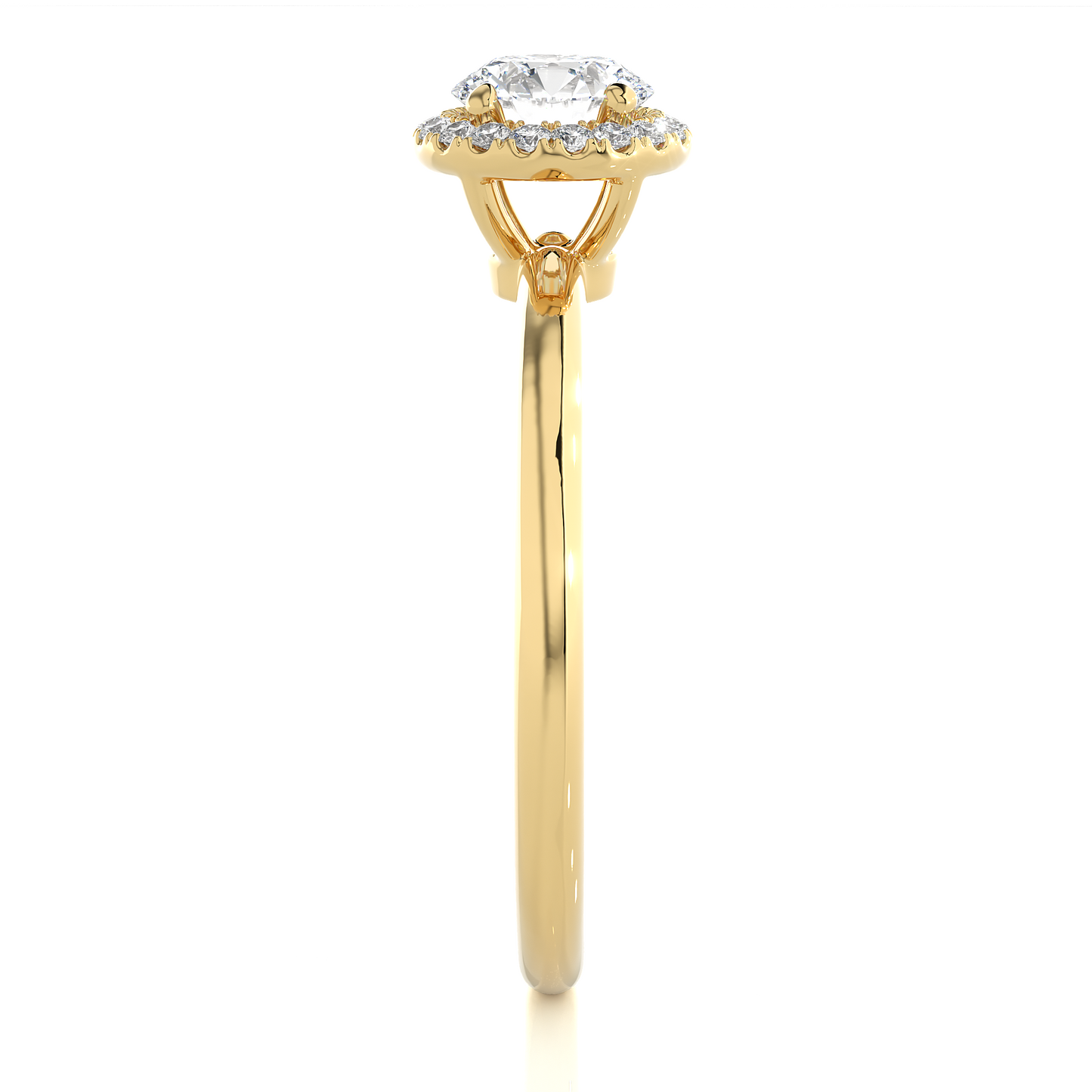 Elegant Halo Moissanite Lab Diamond Vermeil Ring