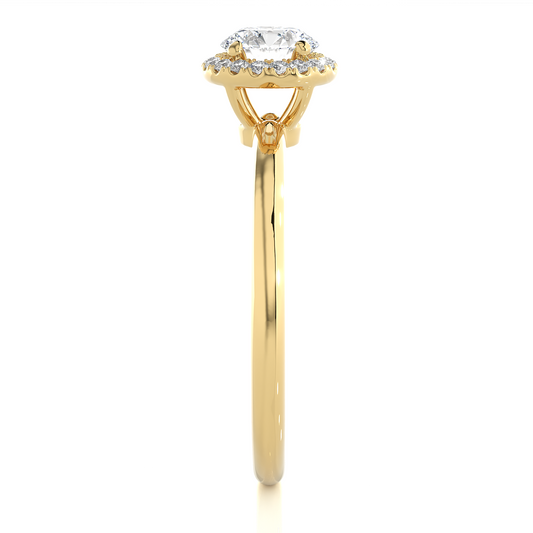 Elegant Halo Moissanite Lab Diamond Vermeil Ring