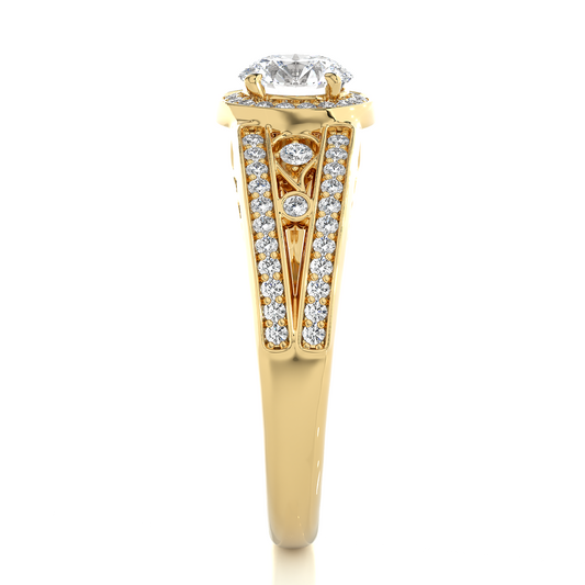 Vintage Halo Moissanite Lab Diamond Vermeil Ring