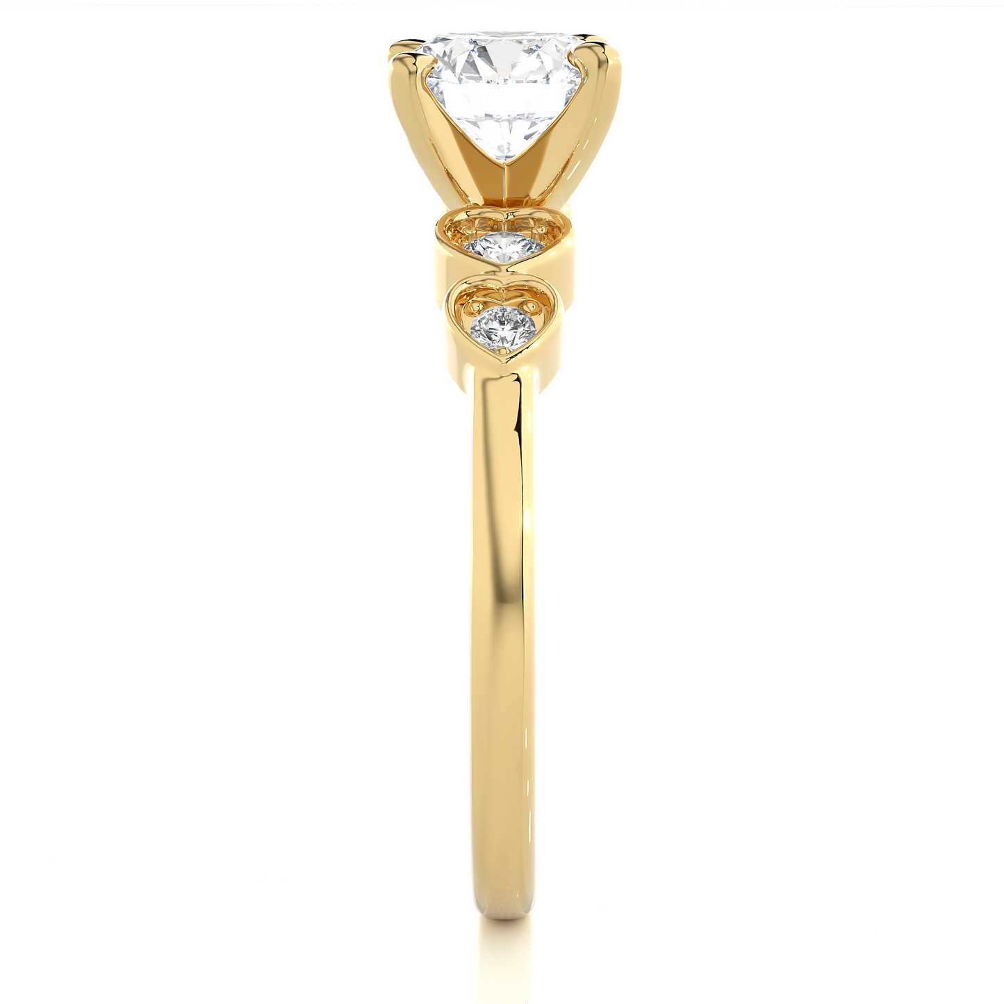 Round Cut Moissanite / Lab Diamond Vermeil Engagement Ring
