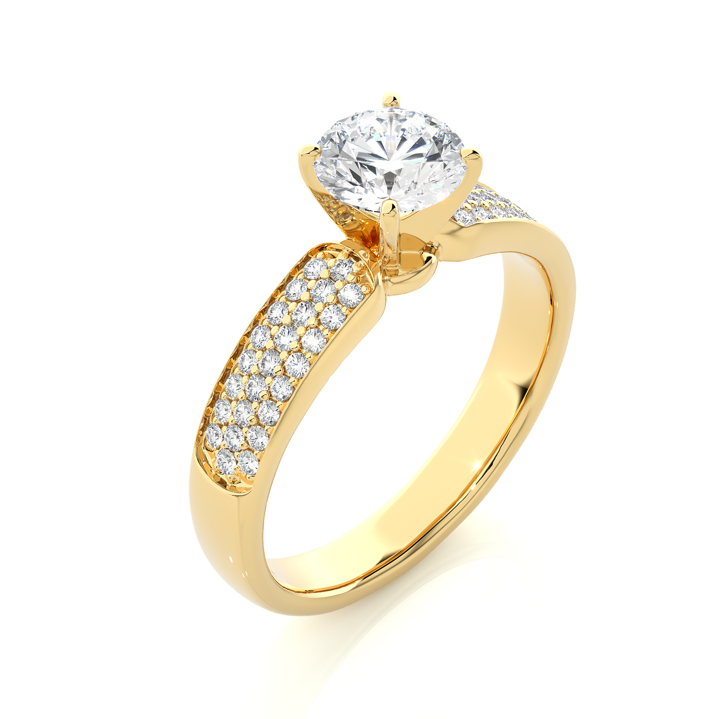 Lab Diamond Moissanite Round Solitaire Pave Engagement Ring