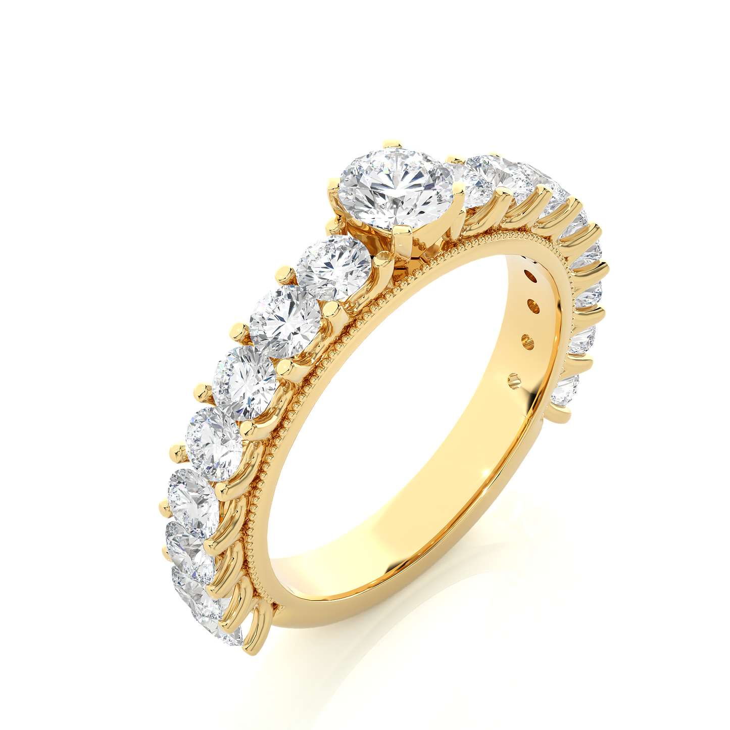 Vermeil Round Moissanite Lab Diamond Eternity Engagement Ring