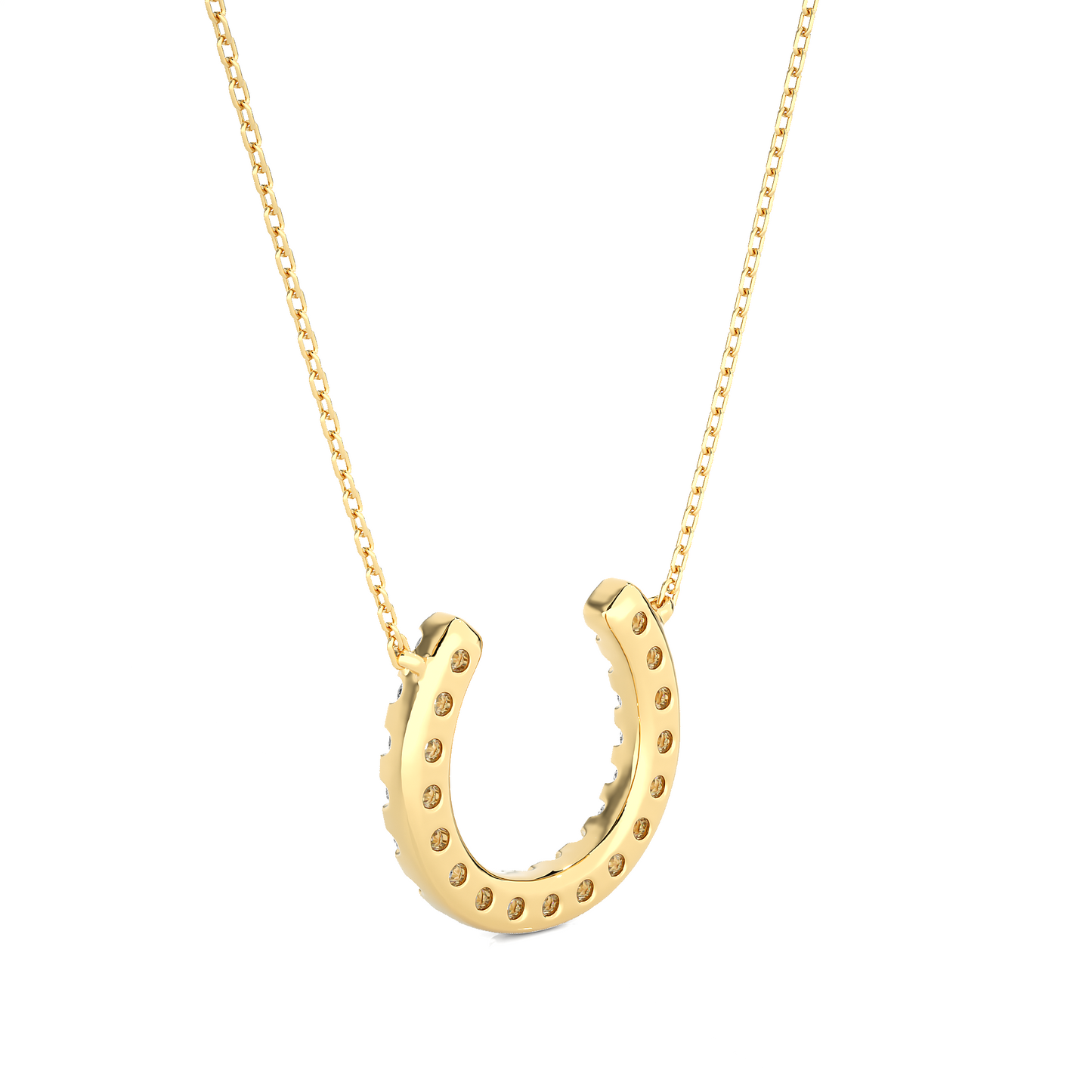 Lucky Horseshoe Lab Diamond Gold Necklace