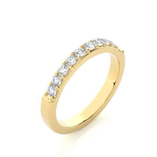 Minimalist Half Eternity Moissanite Lab Diamond Vermeil Ring