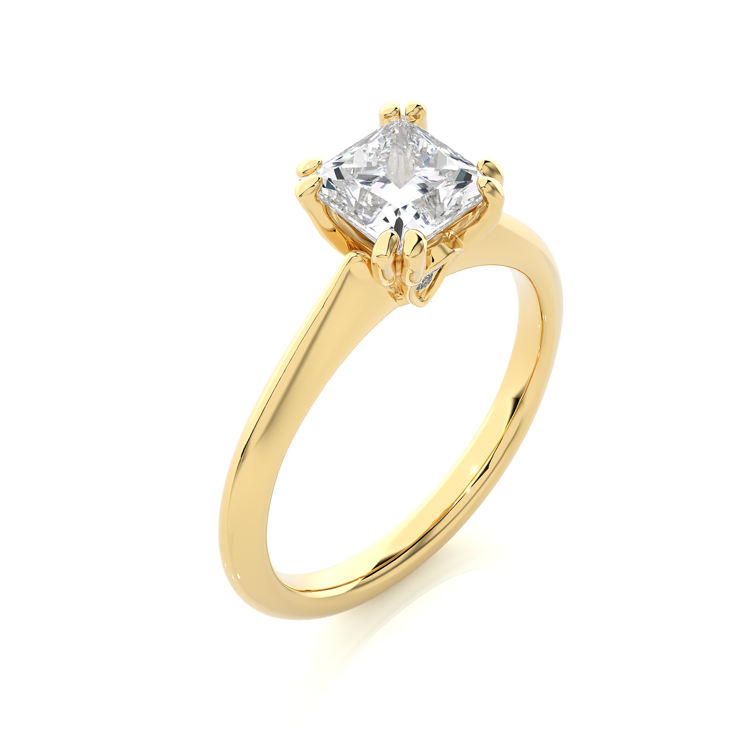 Princess Cut Vermeil Moissanite / Lab Grown Engagement Ring
