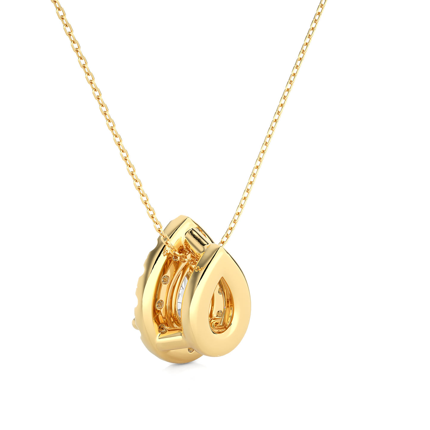Pear Cut Lab Diamond Halo Pendant Necklace