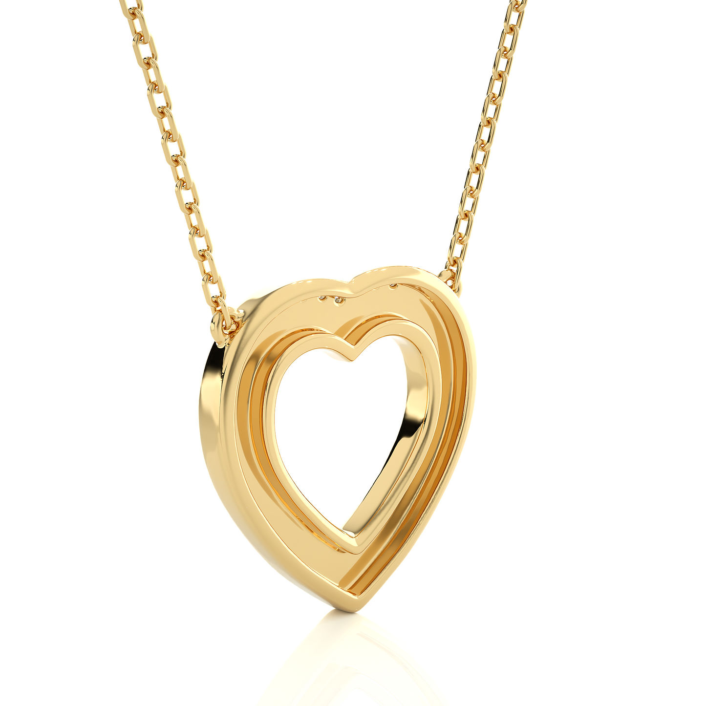 Multi Row Pave Heart Lab Diamond Pendant Necklace