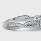 Lab & Moissanite Diamond Halo Three Stone Engagement Ring