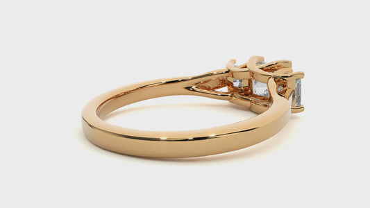 Three Stone Princess Lab Diamond Engagement Ring
